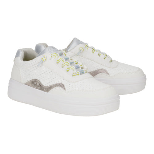 HEYDUDE Hudson Lift Sport Shimmer - White/Dawn Blue
